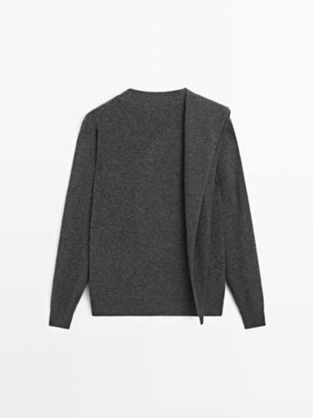 Massimo Dutti Кардиган из 100% шерсти с платком, серый