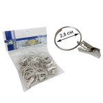 Зажимы металлические с металлическим кольцом для штор d-28мм (в пакете 25 штук)