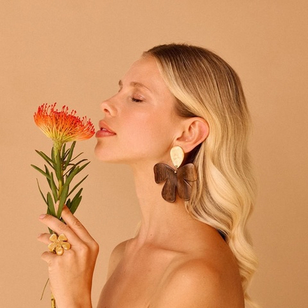 Серьги Nature Bijoux, Fioria, с деревом роблес и перламутром, NB26.1-12-90490 (коричневый)