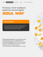 Креатин моногидрат порошок со вкусом апельсина 300 г / Soul Way / 60 порций