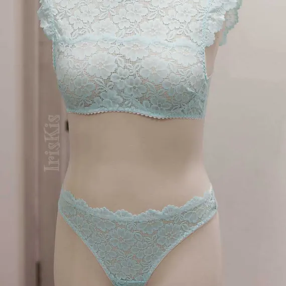 Кружево эластичное ментол бледный 22 см, Китай