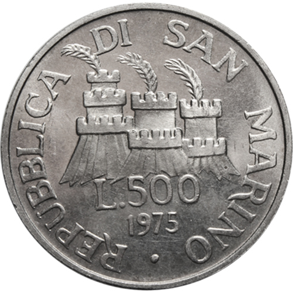 500 лир. Скульптор. Сан-Марино. 1975 год Серебро. UNC
