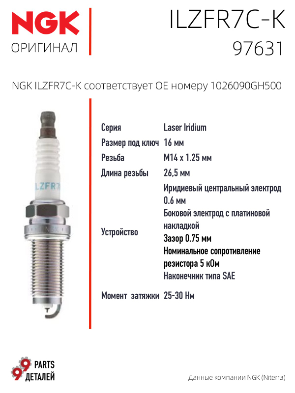 NGK ILZFR7C-K 97631 Иридиевые свечи зажигания, 4 шт.