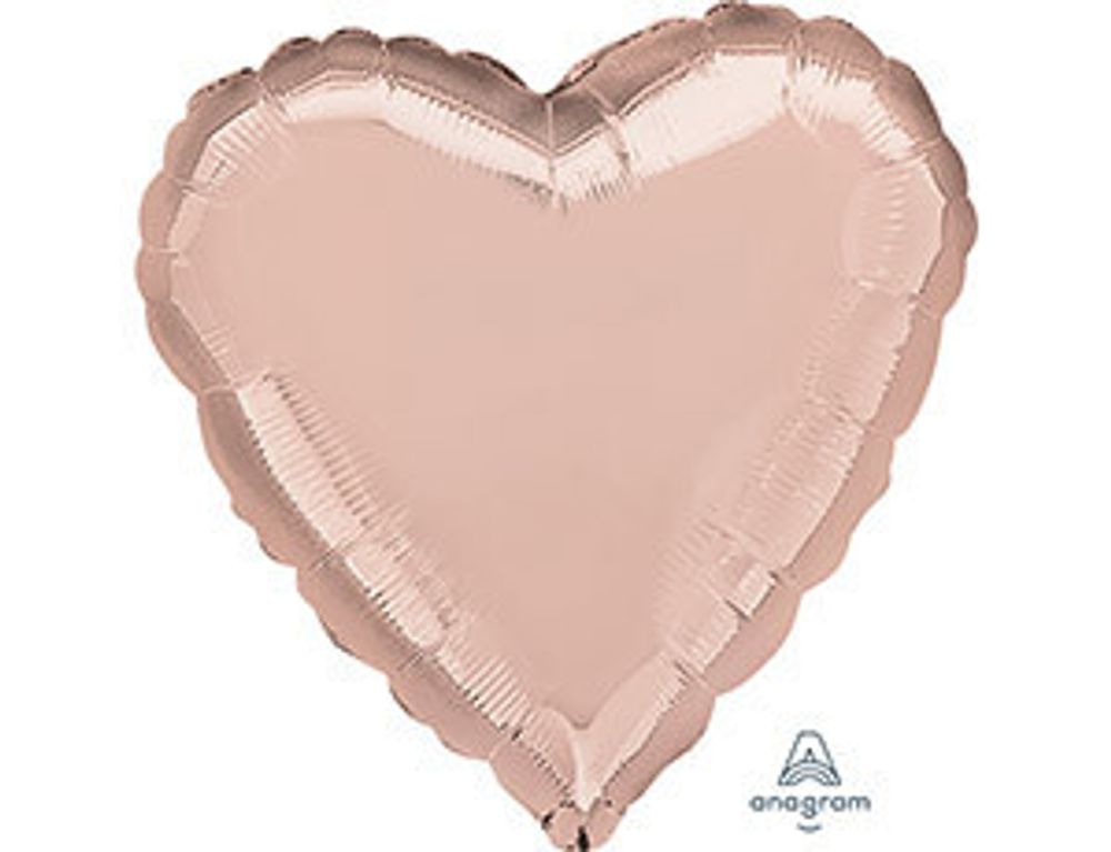 Ф Б/РИС 18&quot; СЕРДЦЕ Металлик Rose Gold