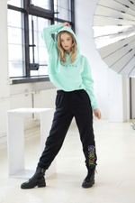 Яркое худи с капюшоном (Размер: XS-S) (Цвет: бирюзовый)