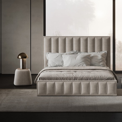 Кровать Эмили в бежевом велюре-букле 160