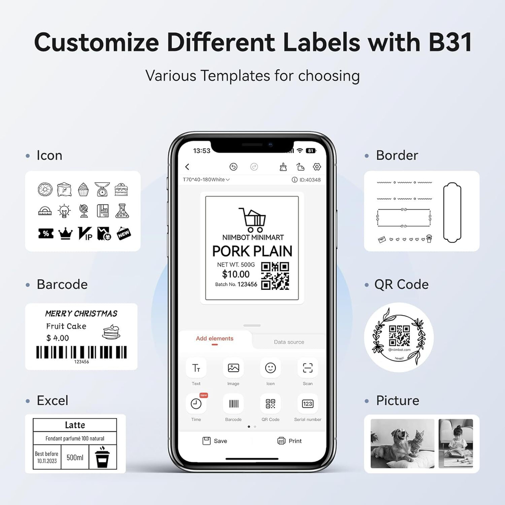 Принтер  NIIMBOT B31 Light grey