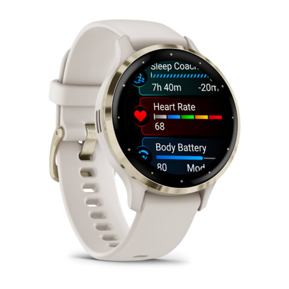 Умные часы Garmin Venu 3S цвета слоновой кости с золотистым безелем