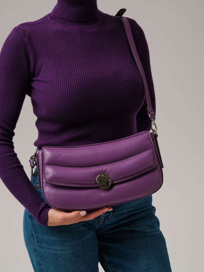 Кожаная сумка Azaro 30628 фиолетовая сирень