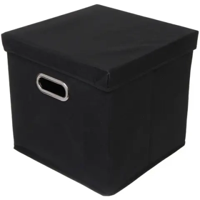 Короб - органайзер складной стеллажный для хранения вещей с крышкой «ДОМания», цвет черный, 33*33*33см (лейбл)