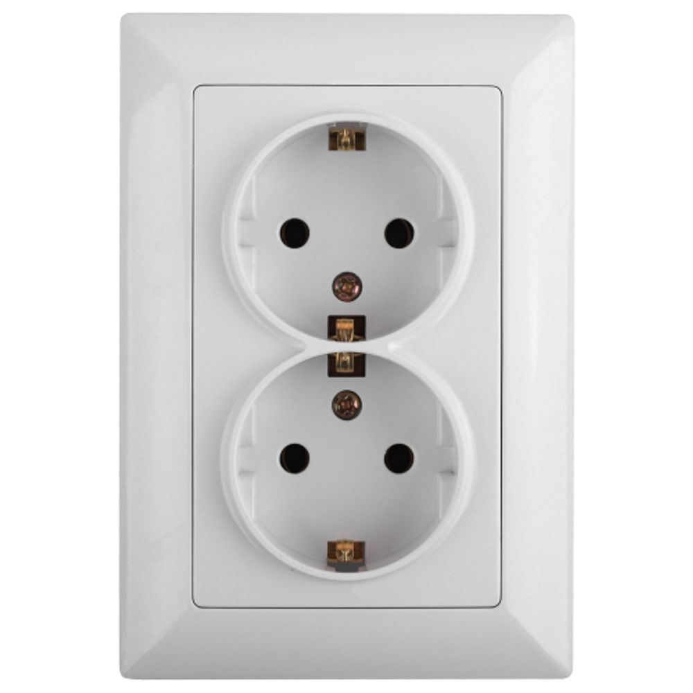 Розетка Intro Solo 4-205-01 2X2P+E Schuko 16А-250В СУ белый | Intro