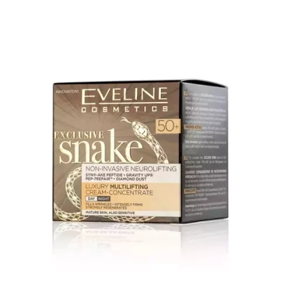 EVELINE KOREAN EXCLUSIVE SNAKE 50+ Крем-концентрат мультилифтинг с корейским женьшенем 50+ 50мл (*15)