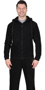 Куртка флисовая черная с капюшоном