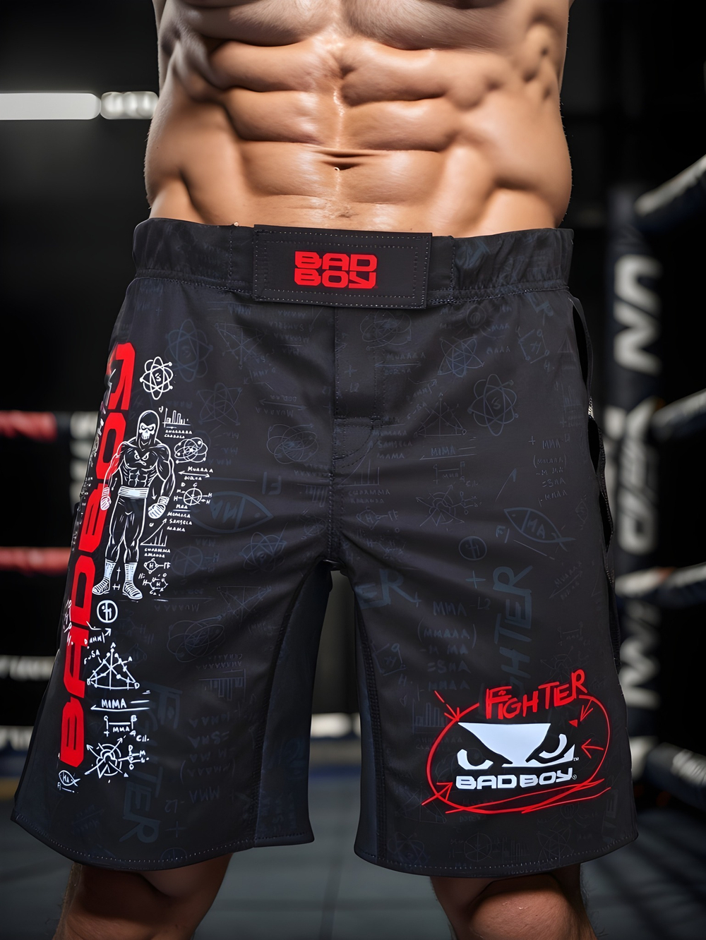 Шорты для MMA Bad Boy Fighter Pattern черный/красный