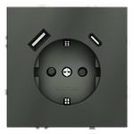 Розетка встраиваемая VOLTUM S70 с заземлением и защитными шторками, 16А, с USB, A+С, (титан)
