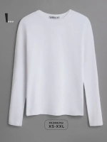 Белый лонгслив трикотажный классический хлопок