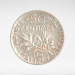France, 50 Centimes 1916 - Signature "O.Roty", VF