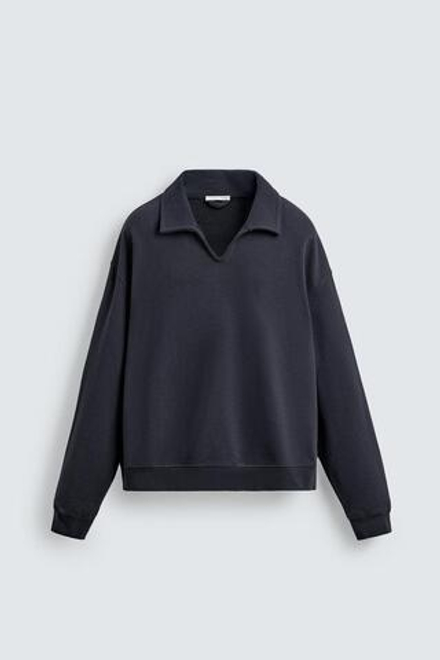ZARA ХЛОПКОВАЯ ТОЛСТОВКА-ПОЛО, МОРСКОЙ СИНИЙ