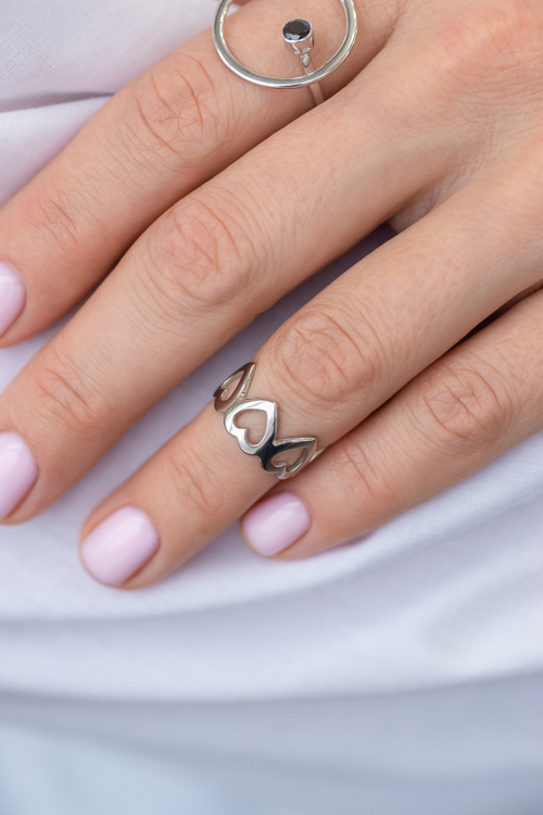 Фаланговое кольцо "Сердца" (незамкнутое)