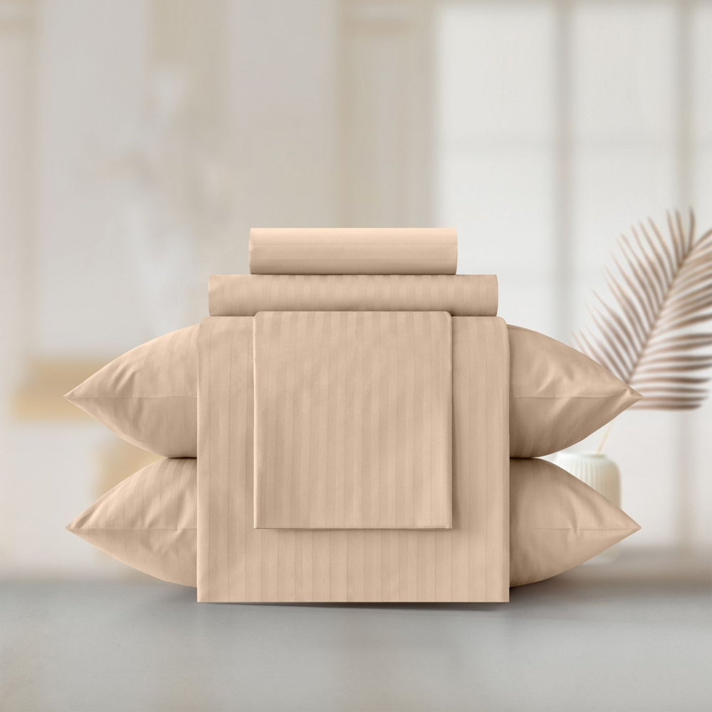 Комплект постельного белья Бронзовый полосатый 1,5СП с наволочками 70х70