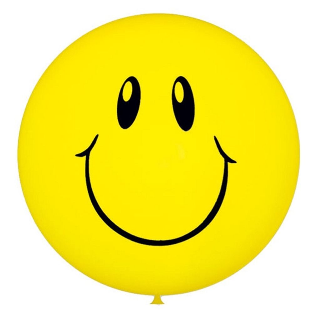 Воздушный шар Латекс Оксидентл с рисунком  Смайл жёлтый, 1 шт. размер 36&quot; #108749
