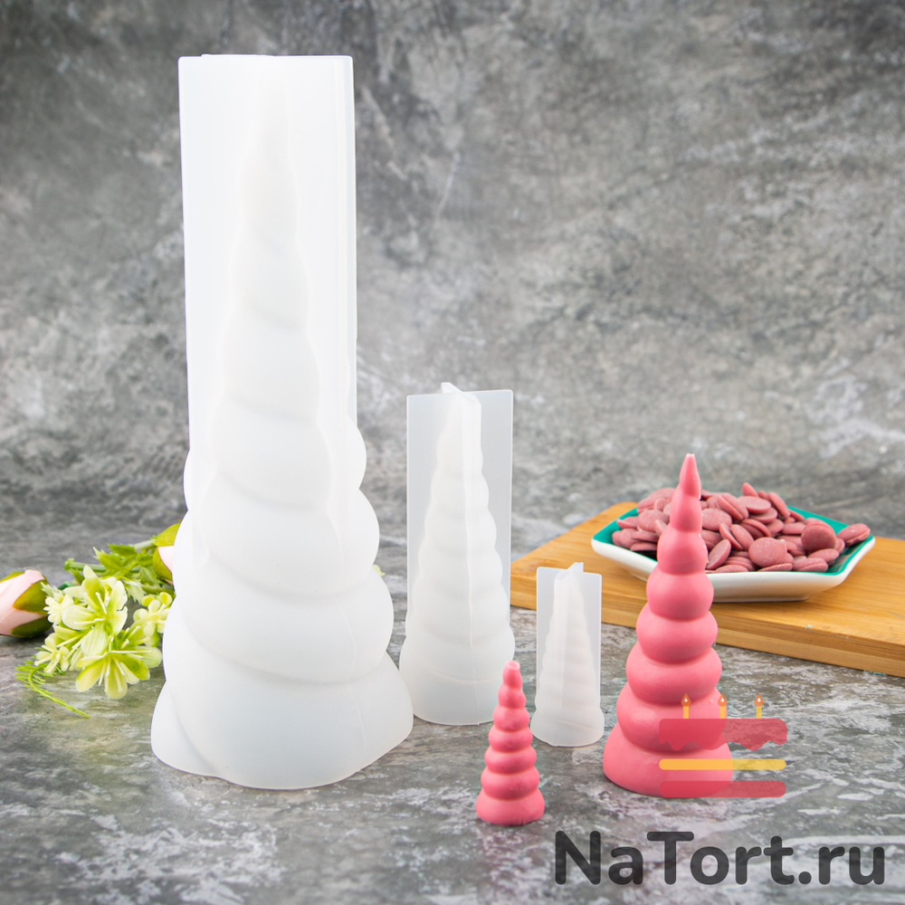 Силиконовый молд 3D «Рожки единорога» (3 штуки)