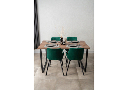 Стол деревянный Woodville Лиман 140 х 80 дуб крафт табачный, черный матовый, ножки черные