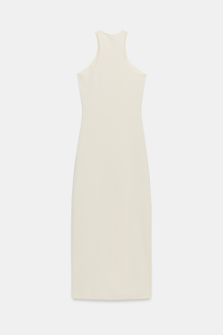 ZARA ЭЛАСТИЧНОЕ ПЛАТЬЕ С ГОРЛОВИНОЙ ХАЛТЕР, ЭКРЮ