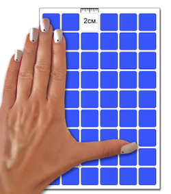 Светло-синие виниловые наклейки для маркировки Policomprint М2, 20х20 мм.