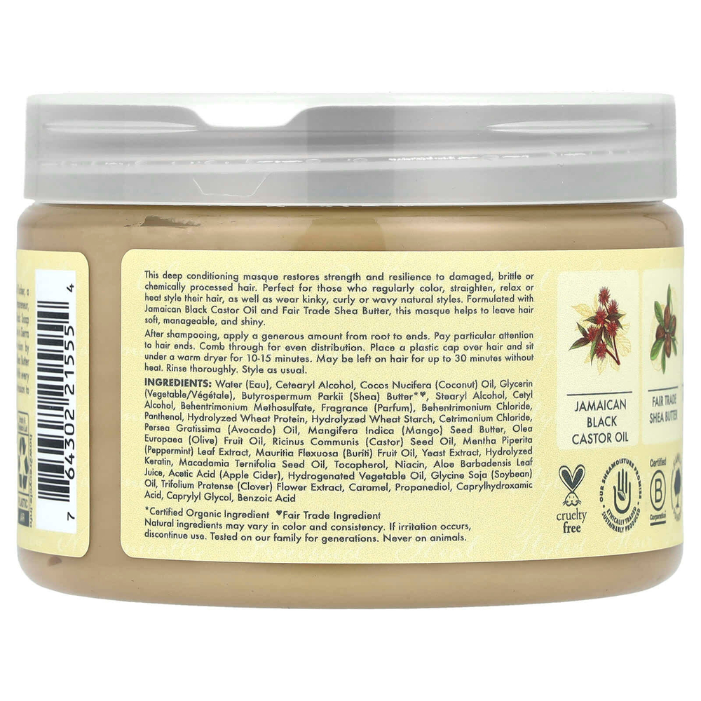 SheaMoisture, ямайское чёрное касторовое масло, укрепляющая и восстанавливающая маска, 326 г (11,5 унции)