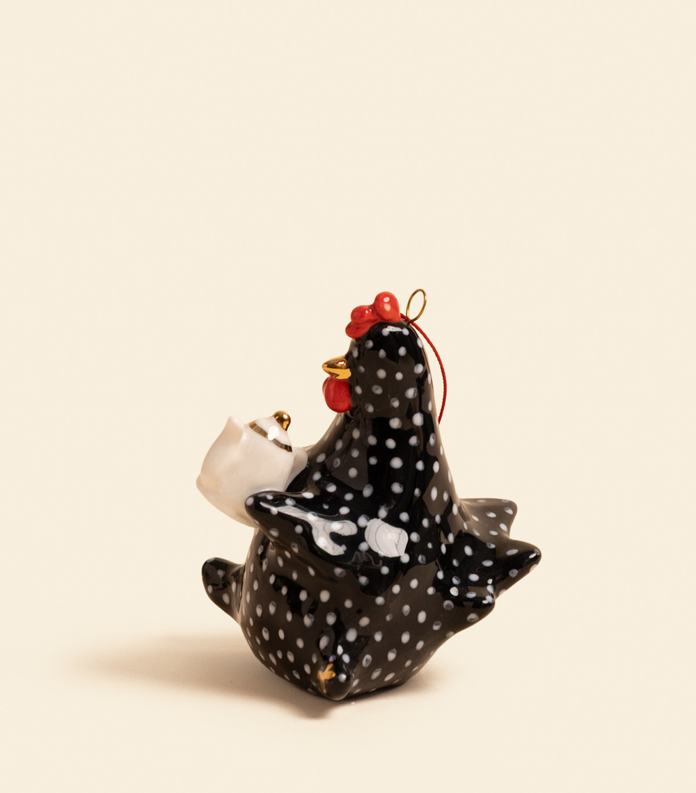 Ёлочная игрушка – Курица в черном | Александра Маврина