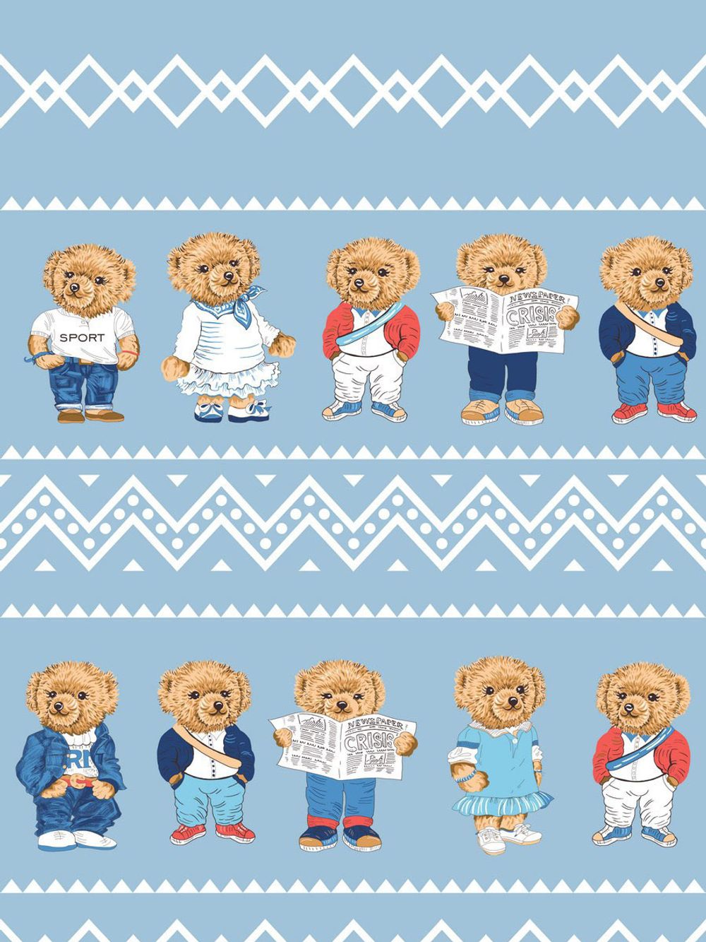 Постельное белье Сказка "Мишки" 2-спальный Наволочка 50х70 см 2 шт Простынь 240х215 см Пододеяльник 175х215 см, перкаль