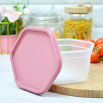 Контейнер 0,5л, бесцветный с коралловой крышкой, №116