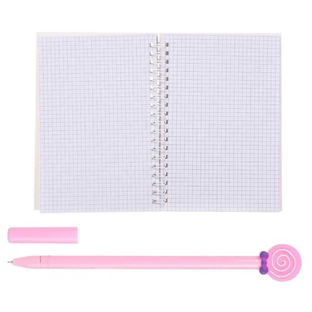 Блокнот детский Basir, с ручкой, формат А6, серия "Девочка", переплет 7БЦ, 17.5*12 см, 48 листов, 4 цвета ассорти