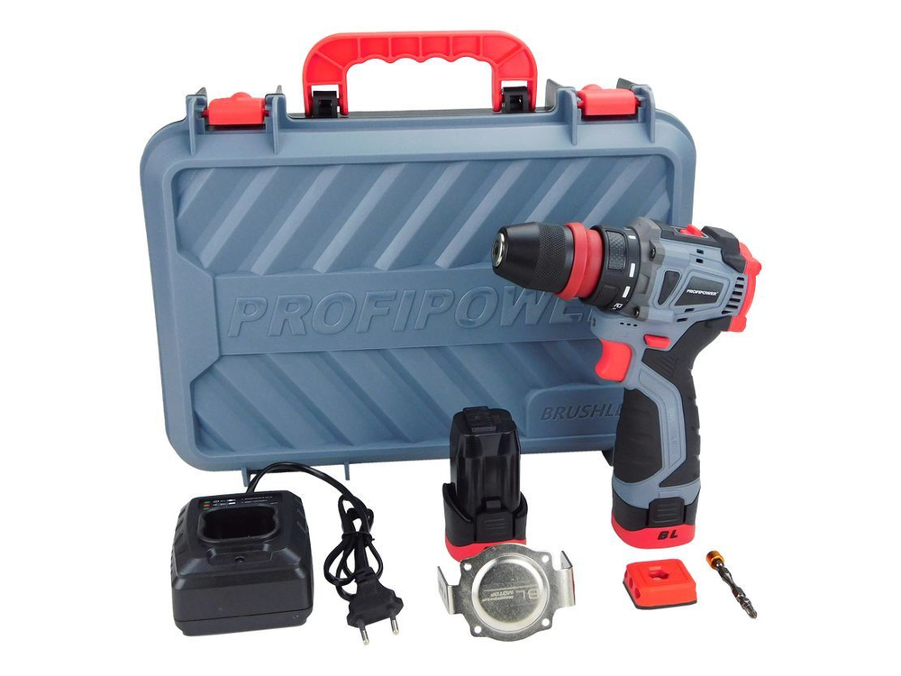 Аккумуляторный бесщеточный шуруповерт со съемным патроном PROFIPOWER BL-161B (40Нм,Li-ion 2шт,2.0Ач,поясная клипса,бита-магнит, З/У, в кейсе)