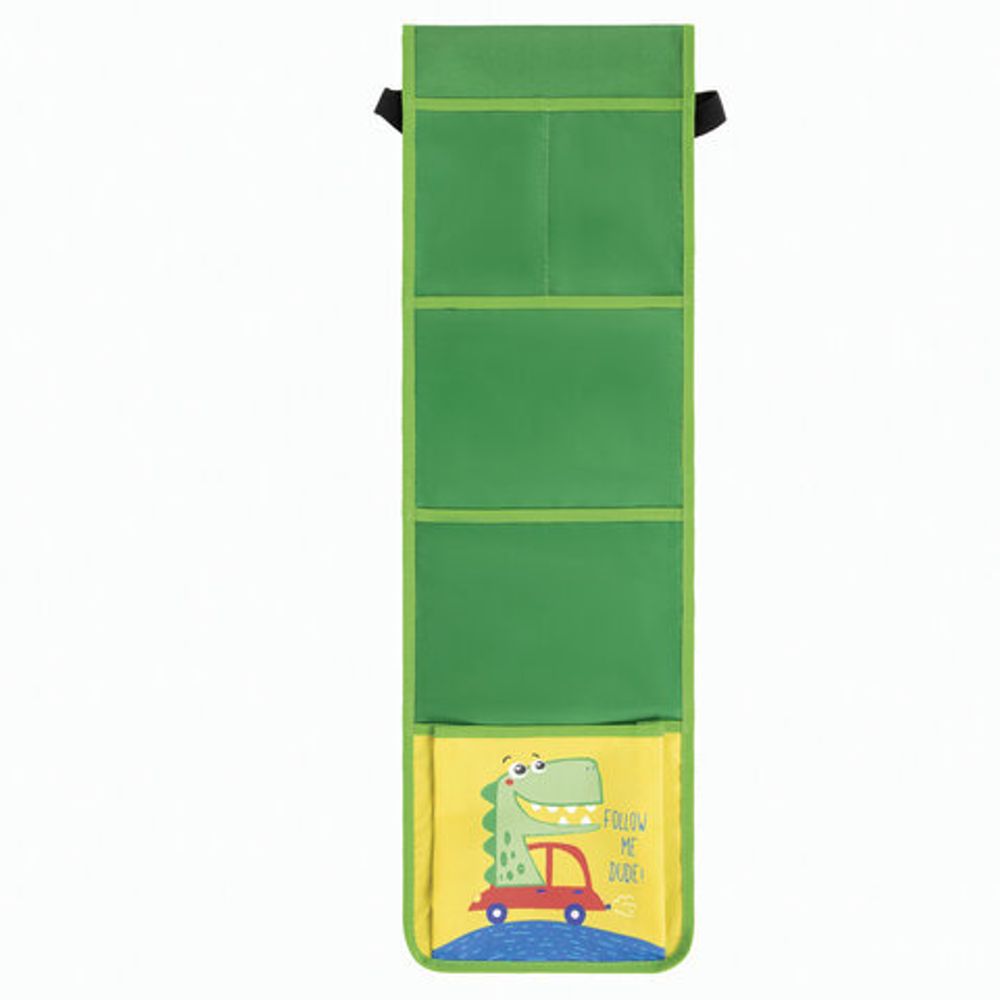 Кармашки-органайзер в шкафчик для детского сада ЮНЛАНДИЯ на резинке, 5 карманов, 21х68 см, "Crocodile", 270413