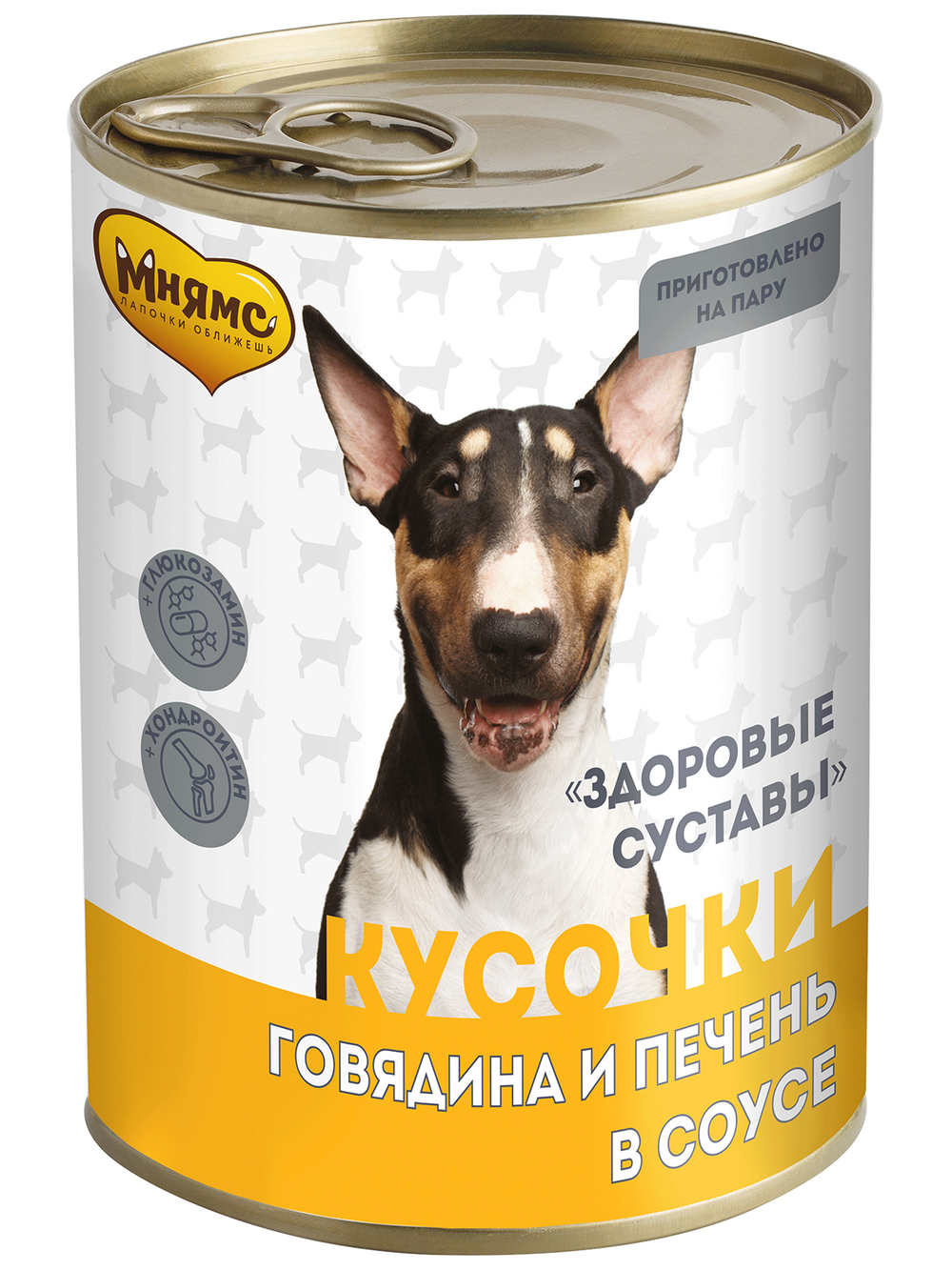 Мнямс консервы Здоровые суставы кусочки в соусе с говядиной и печенью для собак всех пород 400 г