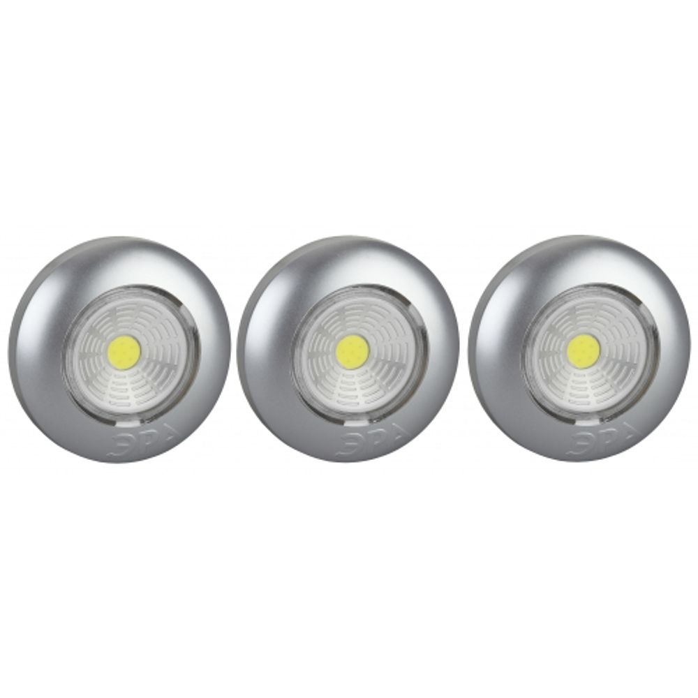 Светодиодный фонарь подсветка ЭРА Пушлайт SB-504 Аврора самоклеящийся 3шт серебристый COB