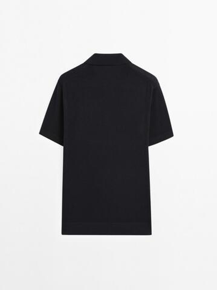 Massimo Dutti Трикотажное поло с короткими рукавами, темно-синий