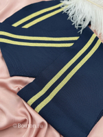 Подвяз трикотажный темно-синий с золотистыми  полосками  0,9 м, ширина 14-15 см