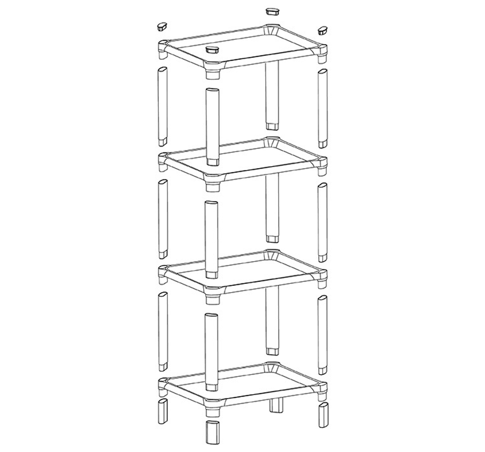 Полка прямоугольная малая (4 секции) 340х280х750