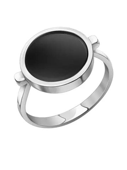 Кольцо с черным агатом