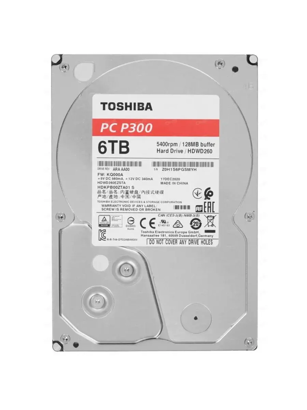 3.5" 6 ТБ Жетский диск P300 HDWD260EZSTA