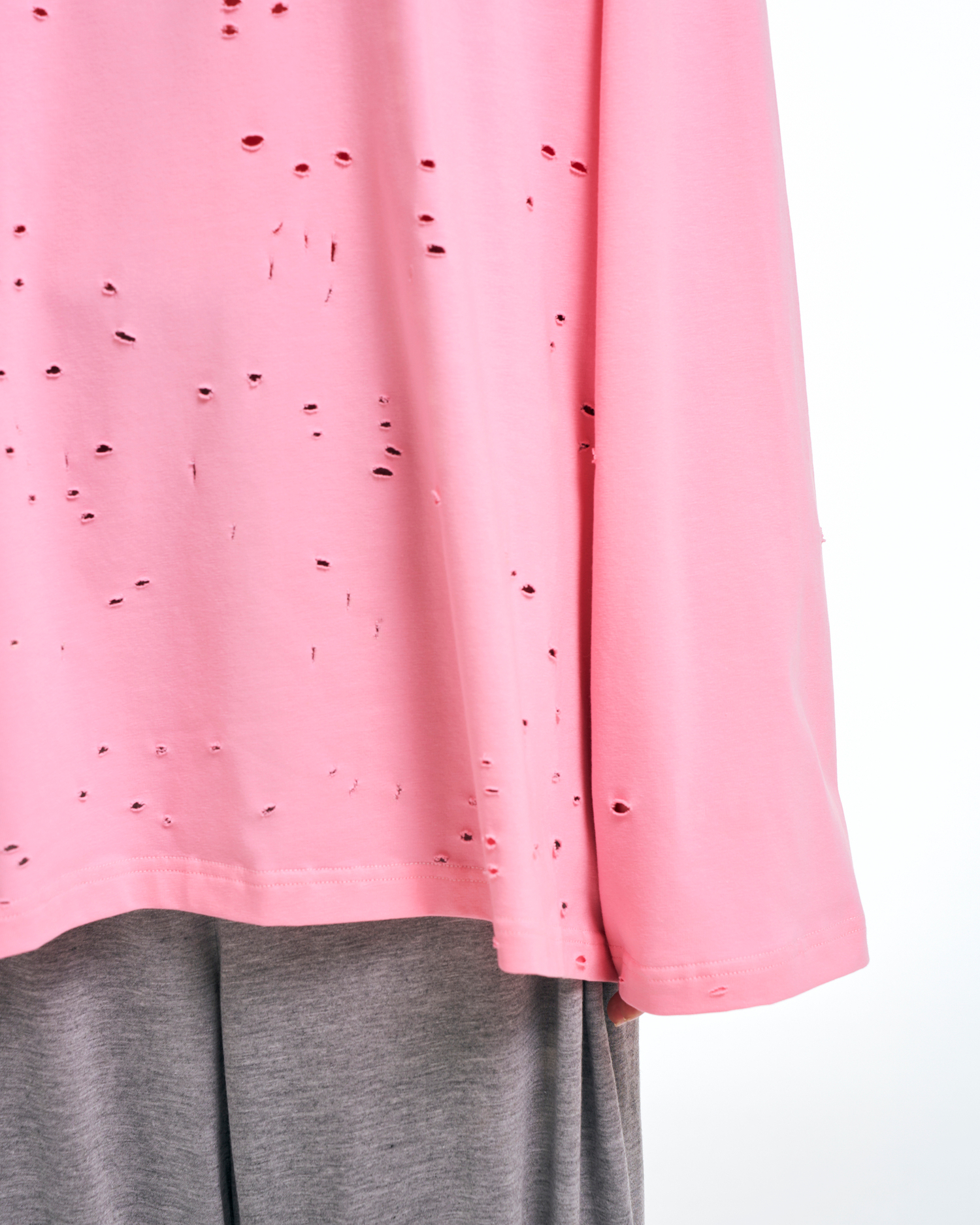 Лонгслив "No name" (Ноу нейм) свободный рваный розовый