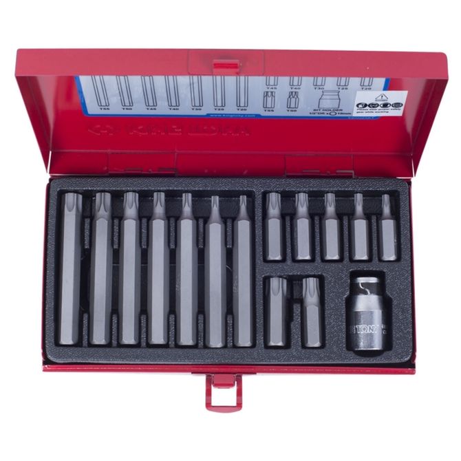 KING TONY (1015PQ) Набор вставок (бит) 10 мм, TORX, Т20-Т55, 15 предметов