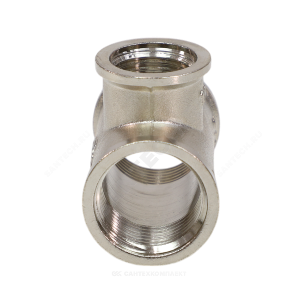 Тройник латунь никель переходной Ду 25х15х25 (1"х1/2"х1") ВР VALFEX VF.750.N.100.012.100