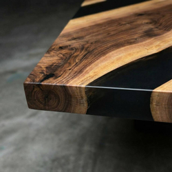 Стол «Диагональ» (Термоорех + Черный матовый эпоксид)