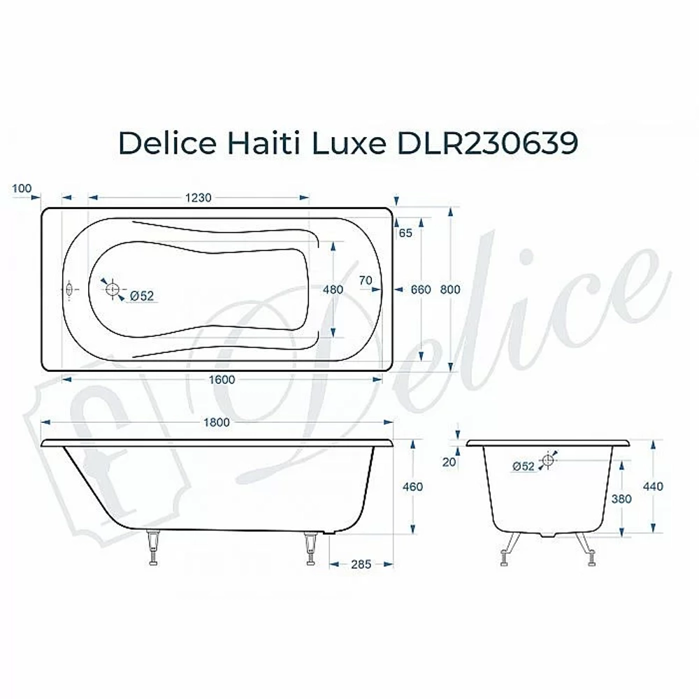Ванна Delice Haiti Luxe Elite 180х80 DLR230636 180х80 белая
