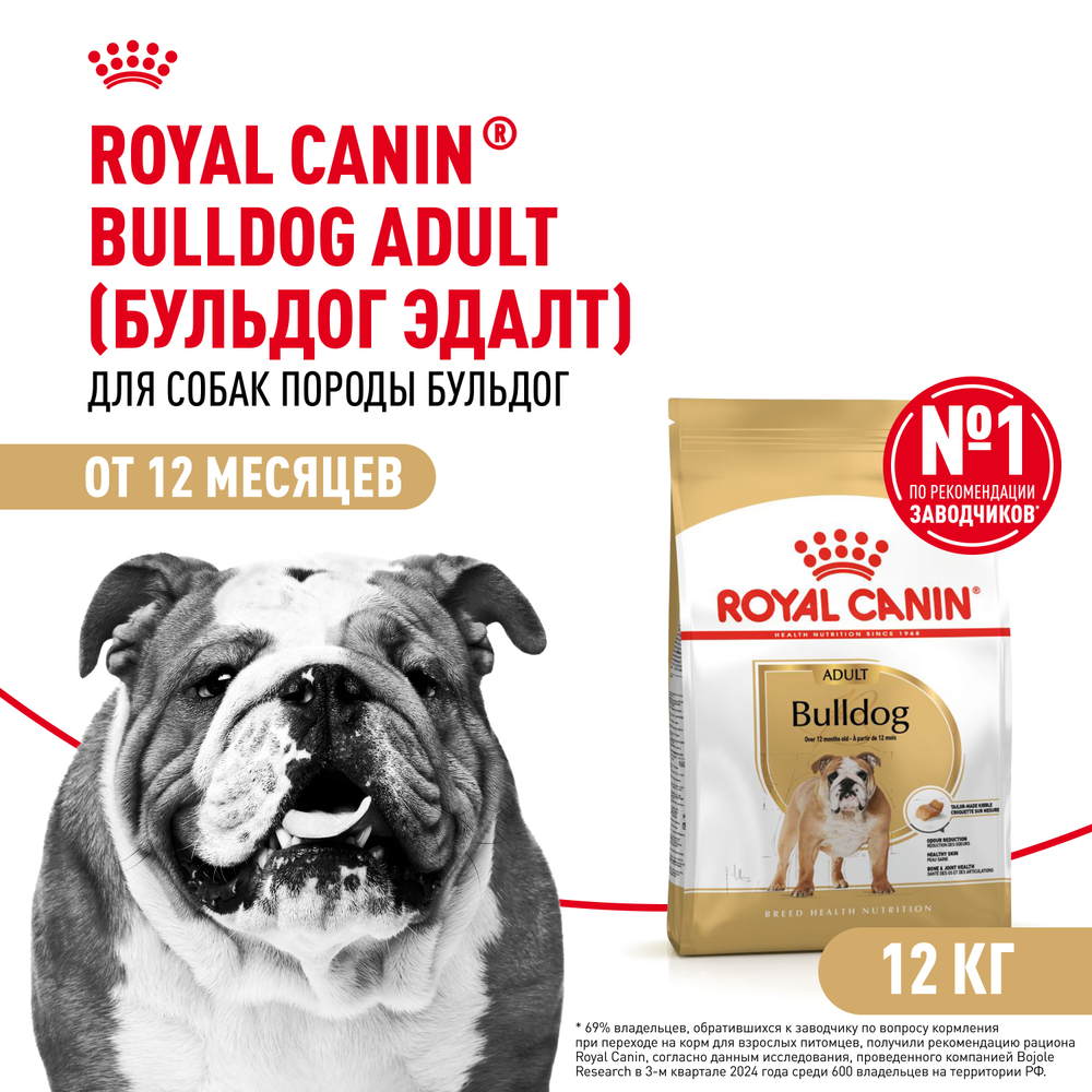 Сухой корм Royal Canin Bulldog Adult для взрослых собак породы Бульдог от 12 месяцев 12кг