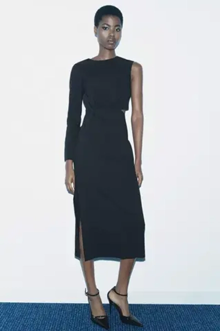 ZARA ПЛАТЬЕ ZW COLLECTION С ВЫРЕЗОМ, ЧЕРНЫЙ